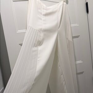 Armani Exchange Elegant Cream Wide Leg Pants